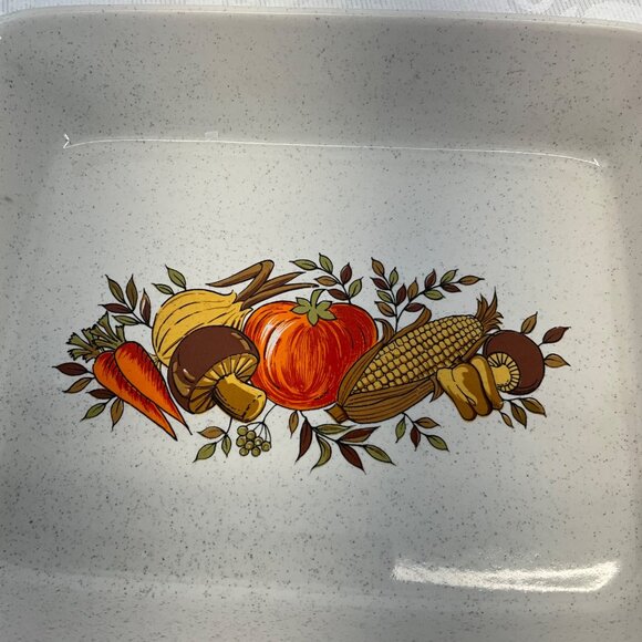 Vintage Ovenproof Ceramic Baking Dish Rectangular Fall Harvest Design - Picture 2 of 7